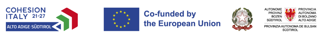 Cohesion Italy 2021-2027 Alto Adige Sudtirol; Co-funded by the European Union; Autonomous Province of Bolzano - South Tyrol